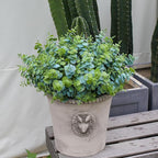 Artificial Fall Eucalyptus Plant – 8PCS Outdoor Fake Greenery, UV Resistant Fake Plants for Porch, Patio, Thanksgiving or Autumn Home Decor - Dusty Green Leaves