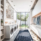 Beverly Rug Outdoor Runner Rug 2x7 Modern Floral Tropical Area Rugs for Indoor and Outdoor Patio Easy to Clean Non Shedding Living Room Porch Garden Washable Outside Carpet (2 x 7 Navy Blue)