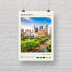 StudioUBILA Houston Wall Art Poster, Decorative Cityscape Landscape Art Prints, Home Decor Wall Art Print for Bedroom Living Room Kitchen Decorations, Unframed