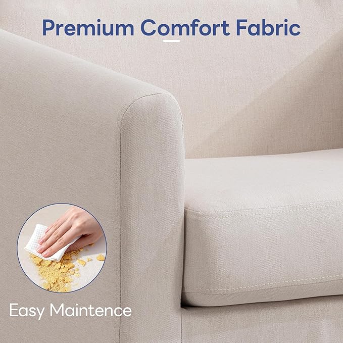 Accent Chair, Mid Century Modern Living Room Chairs Comfy Reading Chair with Upholstered Cushion Relax Armchair for Bedroom Apartment,Office,Begie