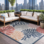 Beverly Rug Outdoor Rug 9x12 Large Modern Floral Tropical Area Rugs for Indoor and Outdoor Patio Easy to Clean Non Shedding Living Room Porch Garden Washable Outside Carpet (9 x 12 Multicolor)