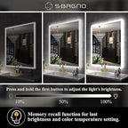 SBAGNO LED Bathroom Mirror with Lights, 32''x28'' 3D Border Bathroom Vanity Wall Mirror with Bluetooth, Anti-Fog, Stepless Dimming, 3 Colors, Tempered Glass Lighted Vanity Mirror for Bathroom