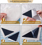 12 Pcs Rug Tape, Non-Slip Rug End Grippers Double-Sided Carpet Corner Tape, Gripper Pads, Non-Slip Carpet Stickers for Hardwood Floors and Tiles