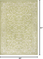 JONATHAN Y Vintage Filigree Indoor Outdoor Area Rug 5X8 Green/Cream, Charleston Textured Weave for Backyard, Patio, Porch, Easy-Cleaning, High Traffic, Pet-Friendly, Non-Shedding (SMB106H-5)