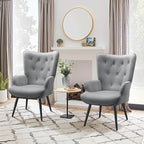 Furnimart Accent Chairs Set of 2, Grey Velvet Chair Reading Chair Armchair with High Backrest, Wingback Corner Chair Mid Century Modern Chair for Living Room, Bedroom, Waiting Room