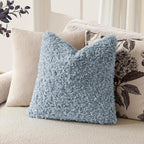 Foindtower 2 Pieces 18x18 Inch Misty Blue,Faux Fur Throw Pillow Cover Accent Sherpa Furry Pillow Covers Fuzzy Soft Pillowcases Cozy Sheepskin Decorative Fleece Cushion Case for Bed Couch Living Room