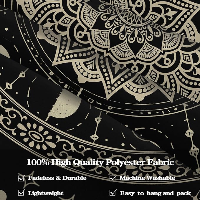 Lunerfex Mandala Moon Tapestry Boho Tapestry for Bedroom Black Tapestries Wall Hanging Living Room Wall Art and Home Decor 44x60