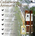 Nabila K Cedarwood Reed Diffuser Set – Warm Woodsy Aromatic Oil for Home – Long-Lasting, Smokeless Scent – Made in USA – Includes Reeds + Bottle – Flameless Candle Alternative