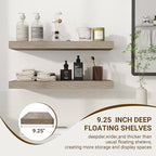 24 Inch Floating Shelves, 3D Textured Wood Grain, 24"x9.25"x1.5" Inch Deep Floating Shelves for Wall, Wooden Shelves for Bathroom, Bedroom, Living Room, Vintage Gray Oak