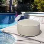 LVTXIII Inflatable Stool Ottoman Footrest with Handle, All Weather Foot Rest, Indoor or Outdoor Use for Home Patio Garden and Camping, D21 x H9, Stripe Beige