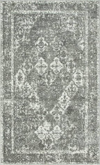 Unique Loom Rosso Collection Vintage, Traditional, Bohemian, Geometric, Distressed, Southwestern Area Rug, 5' 0" x 8' 0", Gray/Ivory