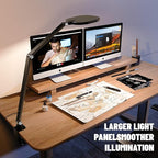 Led Desk Lamps for Home Office, Eye-Care Architect Light with Clamp, Dimmable Zoom Lighting with 3 Color Modes & 10 Brightness, Smart Computer Ring Light for Video Calls, Conference, Reading
