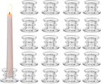 Glasseam Glass Tapered Candlestick Holders: 20Pcs Clear Taper Candle Holders Bulk Modern Small Candle Stick Candle Holder Short for Table Centerpiece Wedding Christmas Dinner Party Decor