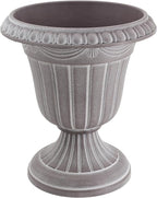 PL10WW Classic Traditional Plastic Urn Planter, 15" x 13", Whitewash