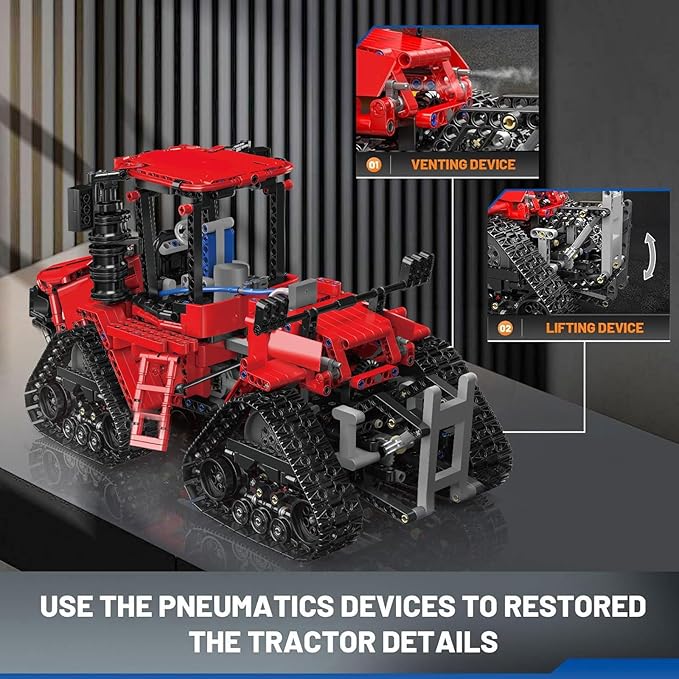 Mould King 18020 Tractor Building Blocks Toy, Remote Control Crawler Tractor with 4 Motors, Construction Vehicles Model for Kids/Adults (1698 Pieces)