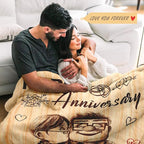 Wedding Anniversary Blanket for Her Him - Romantic I Love You Gift for Women Men Couple - Happy Anniversary for Wife Husband Girlfriend Boyfriend - Throw Blanket 50"x60"