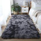 CAIYUECS Shag Area Rug,Indoor Ultra Soft Plush Rugs for Bedroom Living Room, Non-Skid Modern Nursery Faux Fur Rugs for Kids Room Home Decor (Tie-Dyed Dark Gray, 4x6 Feet)