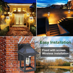 Solar Powered Wall Lanterns Outdoor with 3 Modes, Dusk to Dawn Motion Sensor LED Sconce Lights Waterproof, Exterior Front Porch Security Lamps Wall Mount Patio Fence Decorative Light Fixtures