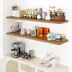 Dreamland 55" Floating Shelves for Wall, 12" Deep Slim Walnut Floating Shelves, Wall-Mounted Shelves for Bedroom, Living Room, Kitchen, Bathroom - Set of 2