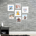 8x8 Picture Frames with Real Glass, White Wooden Square Photo frame Set of 3, Displays 4x4 Picture With Mat or 8x8 Without Mat, Desktop & Wall Collage Frame set