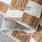 jinchan Runner Rug 2x6 Hallway Washable Modern Checkered Geometric Lattice Kids Bedroom Rug Indoor Floor Cover Non Slip Soft Carpet for Nursery Room Kitchen Laundry Room Home Brown
