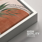 SIGNFORD Framed Canvas Print Wall Art Set Geometric Mid-Century Circle Plants Abstract Shapes Illustrations Modern Art Decorative Zen Bohemian for Living Room, Bedroom, Office - 24"x36"x2 White