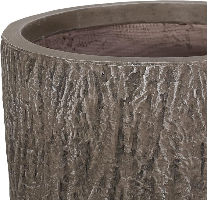 Christopher Knight Home Jorine Lightweight Concrete Planter, Cast Stone Plant Pot, Large Garden Urn, Patio Texture Finish Flower Pot for Balcony Backyard Poolside, No Assembly Needed, 27" H Brown