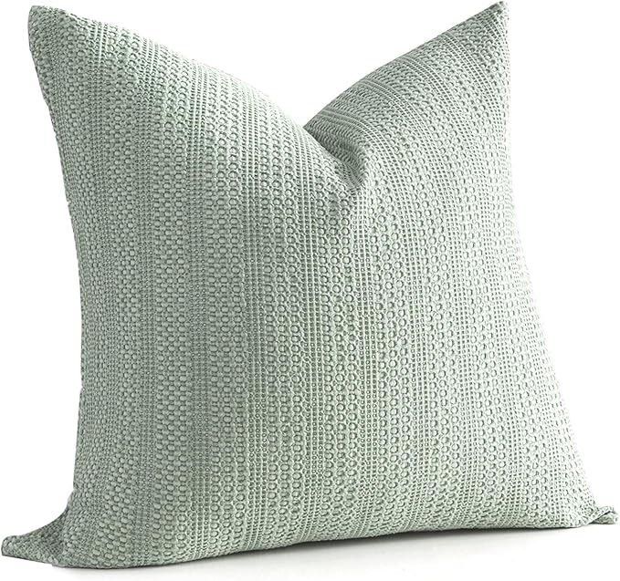 1pc 26x26 Pillow Cover Boho Euro Sham Decorative Throw Pillow Covers Cotton Large Square Pillowcase for Couch Bed, Sage Green