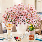 Krissing 48 Bundles Outdoor Artificial Flowers UV Resistant Fake Silk Flowers Faux Plastic Plants Outside Garden Porch Window Box Summer Decoration (Pink)