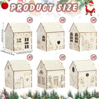 Hiboom 12 Pcs DIY Christmas Village Sets Wood Gingerbread Man Houses Christmas Mini Wooden House Gift for Winter Xmas Party Decorations