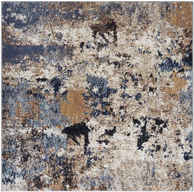 Keen Home Design Area Rugs - 5ft Round Non-Shedding, Abstract Rugs for Kitchen, Living Room, Bedroom, Dining Room, Entryway - Size: 5'3" Square, Multi