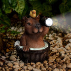 Capybara Solar Garden Statue – Funny Outdoor Resin Animal Decor with Flashlight & Duck – Waterproof Yard Lawn Ornament with LED Light – Solar Powered Figurine for Patio, Porch, Landscape