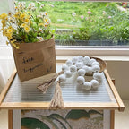 OMISHE 50" Long Extra Large Wood Bead Garland with 1.6" Diameter Wooden Beads and Tassels, Rustic Farmhouse Country Decorative Beads for Home Tiered Tray Decor, White