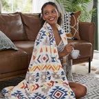 CASAAGUSTO Boho Throw Blanket - Colorful Decorative Blankets with Tassel, Printed Flannel Bohemian Blanket for Chair, Bed, Sofa, Couch(60 * 80, Colorful)