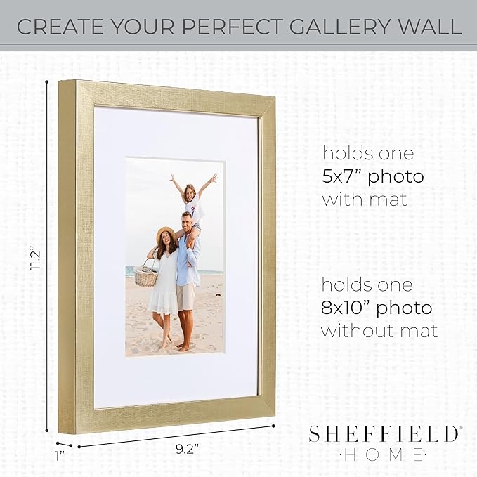 Sheffield Home 4 Piece Gallery Wall Frame Set, 8x10 Inch, Gold