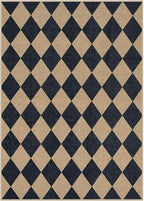 Lahome Checkered Easy Jute 5x7 Area Rugs, Washable Outdoor Patio Rug for Living Room Diamond Indoor Outdoor Carpet, Farmhouse Geometric Non Slip Black Carpet for Backyard Dining Room