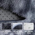 Fluffy Area Rug for Bedroom: Grey Plush Soft Bedside Dorm Area Rug - Small Carpets for Bedroom Kids Room Nursery (Tie-Dyed Dark Grey, 3x5Feet)