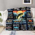 Fishing Blanket Gifts for Fisherman Men Boys - Fish Lovers Throw for Dad Women Adults Bedroom Living Room Decor Soft Fleece Cozy Bed Couch Birthday Christmas Lightweight Blanket 50"x60"