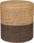 REDEARTH · Cylindrical Pouf Foot Stool Ottoman - Jute Braided Pouffe Poof Accent Sitting Footrest for The Living Room, Bedroom, Nursery, Patio, Lounge & Other Rooms (14.5”x14.5”x16”; Natural Acorn)