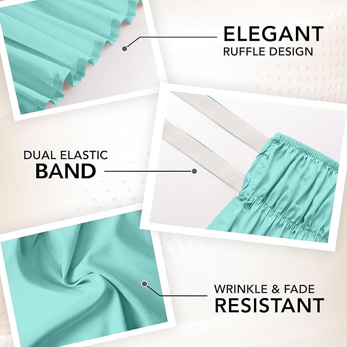 Utopia Bedding Queen Elastic Bed Ruffle - Easy Wrap Around Ruffle - Microfiber Bed Skirt with Adjustable Elastic Belt 16 Inch Tailored Drop - Hotel Quality Bedskirt, Fade Resistant (Queen, Spa Blue)