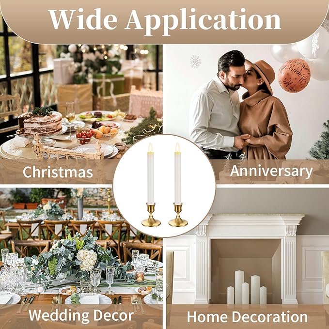 Sziqiqi Candlestick Holders Taper Candle Holders - Gold Candle Stick Candle Holder Bulk Decorative Table Centerpiece for Wedding Reception Christmas Dinner Bridal Showers Party Decor Pack of 12