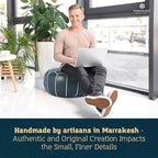 Marrakesh Gallery Genuine Leather Round Pouf Unstuffed - Moroccan Ottoman Footstool, Footrest Cover - Boho Decor - Bohemian Living Room, Bedroom, Kids Room, Gift & Wedding