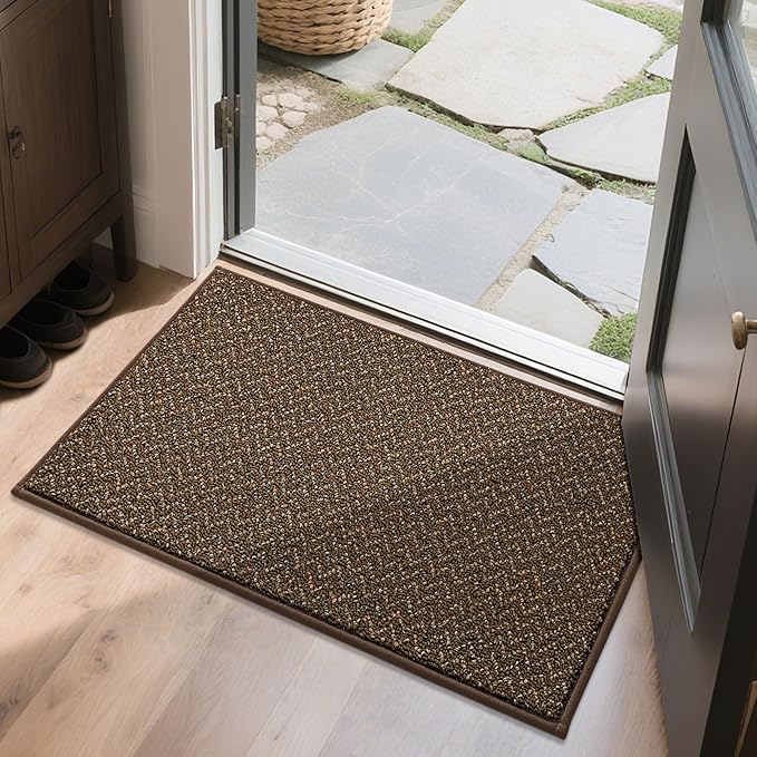 COSY HOMEER-Door-Mat 20" x 32" Non Slip Absorbent Entryway Rugs Dirt Trapper Doormats Washable Entrance Mats Low Pile Welcome Floor Mat for Front Back Door and Entry Mats,Brown