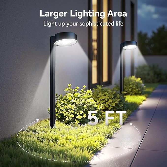 8 Pack Solar Pathway Lights Outdoor, 12 Brighter LED Solar Lights Outdoor Waterproof, Up to 12 Hrs Modern Path Light for Yard Garden Walkway Driveway Lawn, Cool White