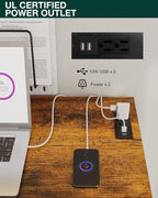 Frylr Small Folding Computer Desk – 35.8 Inch Portable Table for Craft and Study, Lightweight Desk for Small Spaces, Foldable Laptop Table Built-in AC/USB Outlets for Convenience, Rustic Brown