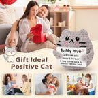 Gifts for Him Her Boyfriend Girlfriend Wife Husband Wedding Anniversary Birthday Gift for Women Men Handmade Positive Cat I Love You Crochet Couples to My Love Christmas