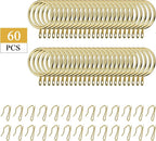 Hotop 30 Pcs Metal Drapery Curtain Rings 0.98/1.26/1.65 inch Interior Diameter and 30 Pcs Hanging Curtain Drapery Pin Hooks for Window Door Shower(32 mm,Gold)