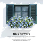 UV Resistant Artificial Petunias Fake Flowers Artificial Flowers for Outdoors Silk Flowers Fake Hanging Basket Plants Suitable for Outdoor Porch Decoration Patio Decoration,13.3In,Blue, 4PCS