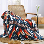 CASAAGUSTO Boho Sherpa Throw Blanket, Aztec Throw, Ultra Soft, Warm, Cozy, Plush, Thick Fleece Bohemian Throw Blanket for Couch, Bed, Sofa (Navy Blue 50 * 60 Inch)