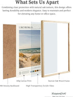 HesenDot Natural OAK Wood Lake Michigan Framed Wall Art,12x16in Natural Scenery Canvas Wall Print,Classic Urban City Landmark Wall Decor for Living Room,Bedroom,Office Gallery Gifts Set of 1